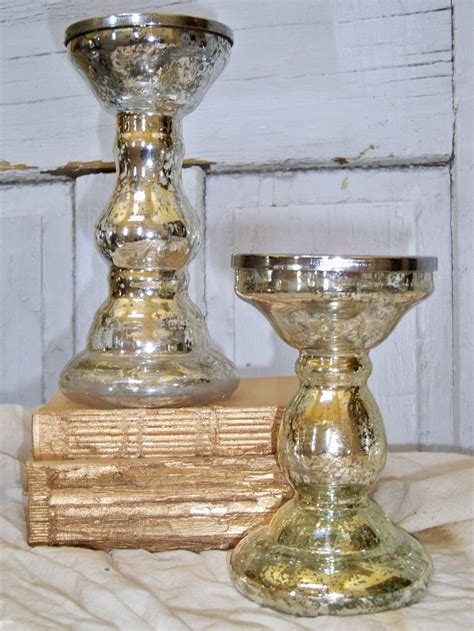 Vintage Silver Mercury Glass Candle Holders By Anitasperodesign