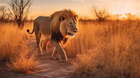 Premium AI Image | Animal wildlife photography lion with natural ...