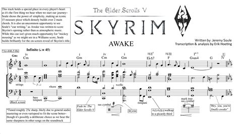 Skyrim Awake Jeremy Soule Score Transcription Analysis YouTube