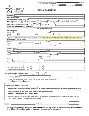 Fillable Online Lonestar Lcsc Use Only Requested By Regular Vendor