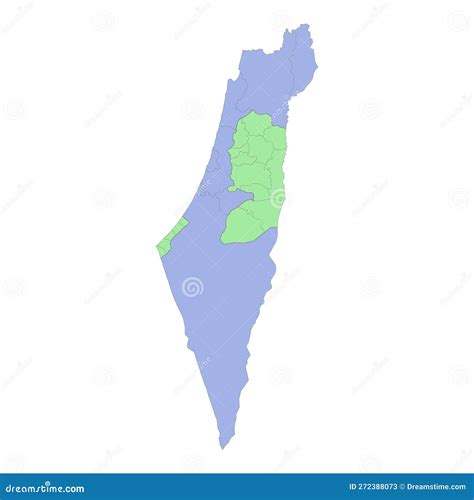 High Quality Political Map Of Israel And Palestine With Borders Of The ...