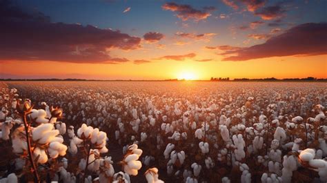 Premium AI Image | Cotton field at sunset