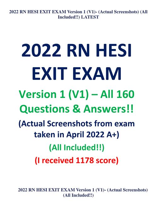 Solution 2022 Rn Hesi Exit Exam Version 1 V1 Actual Screenshots All