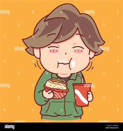 boy eating burger Stock Vector Image & Art - Alamy