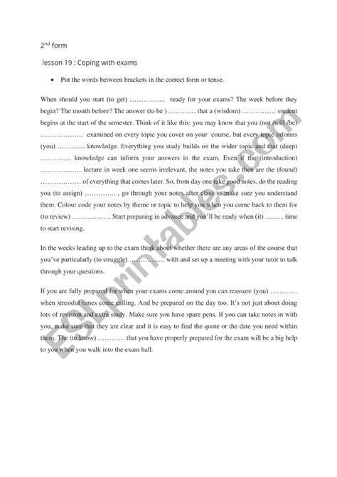 Lesson Coping With Exams Esl Worksheet By Zaitouna