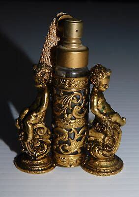 VINTAGE GOLD FILIGREE ORMOLU DOUBLE CHERUB PERFUME BOTTLE ATOMIZER EBay