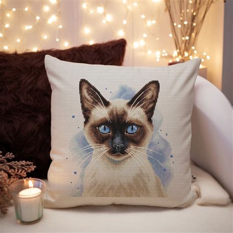 Watercolor Siamese Cat Cross Stitch Pattern Code Ab Anna Banani