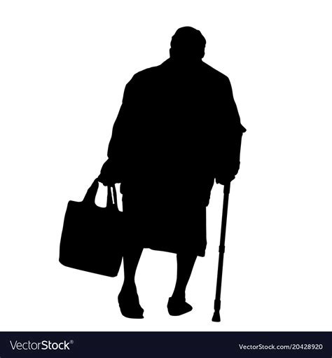 Silhouette Of A Old Woman With Cane Royalty Free Vector