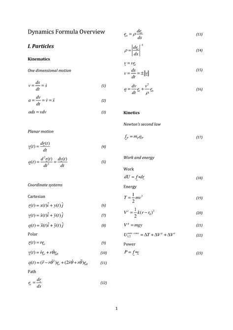 Dynamics Complete Formula Overview Dynamics Formula Overview En I