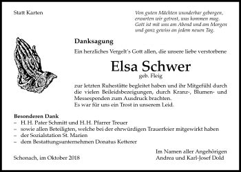 Traueranzeigen Von Elsa Schwer Schwarzw Lder Bote Trauer