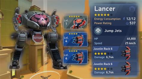 Mech Arena Lancer Upgrade Rank Energy 12 Javelin Rack 6 Gameplay