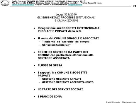 Paolo Ferrario I SERVIZI SOCIALI e i SERVIZI SANITARI Università di