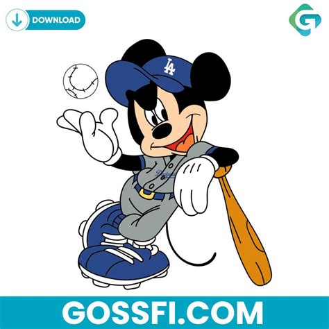 Baseball Mickey Mouse Los Angeles Dodgers Svg Gossfi