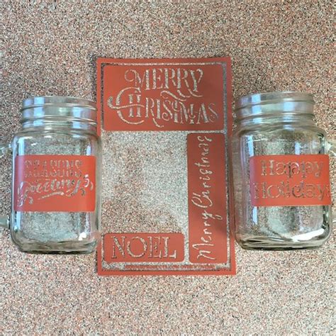 Holiday Greetings Mason Jar Mugs Glass Etching