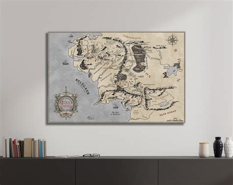 Middle Earth Map Poster And Canvas Art The Lord Of The Rings Etsy