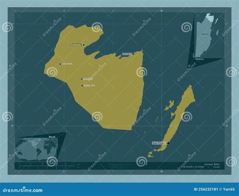 Corozal Belize Solid Labelled Points Of Cities Stock Illustration