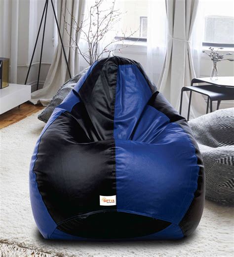 Buy Classic XXL Bean Bag With Beans In Black Royal Blue Colour At 22