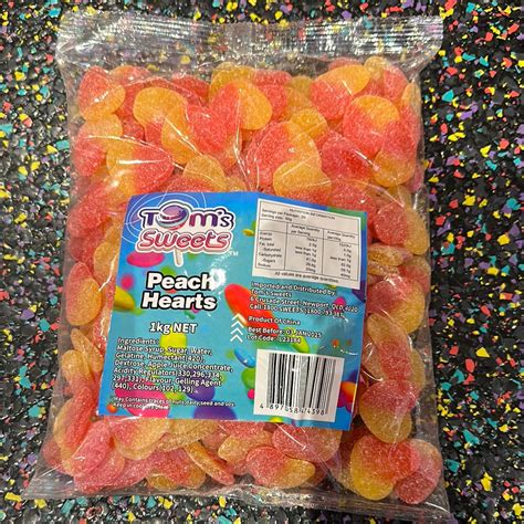 Toms Sweets Peach Hearts 1kg Toms Confectionery Warehouse