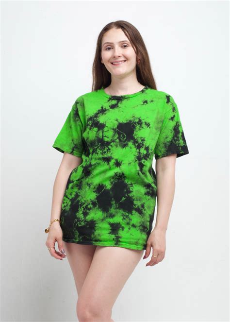 Green Black Crystal Wash Tie Dye T Shirt Custom Colors Apparel