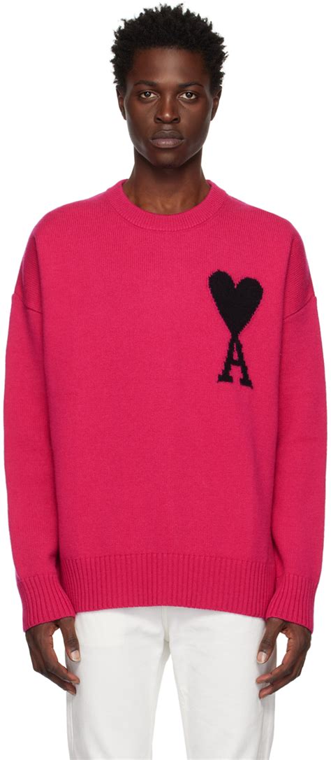 Ami Alexandre Mattiussi Pink Ami De C Ur Sweater Ssense Uk