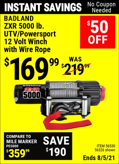 Badland 5000 Lb Utvpowersport 12v Winch For 16999 Harbor Freight Coupons