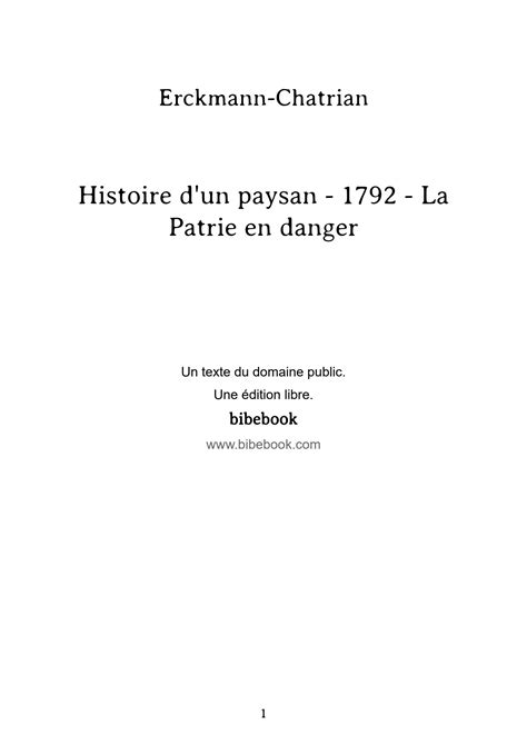 SOLUTION Histoire D Un Paysan 1792 L Erckmann Chatrian Studypool