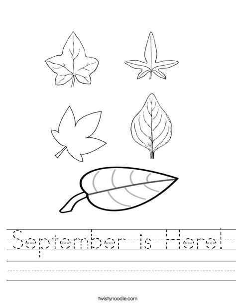 September Is Here Worksheet Twisty Noodle