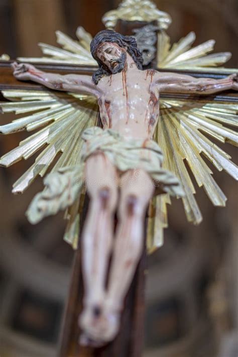 Figure Of Jesus Christ On The Cross In Reverse View Inside The