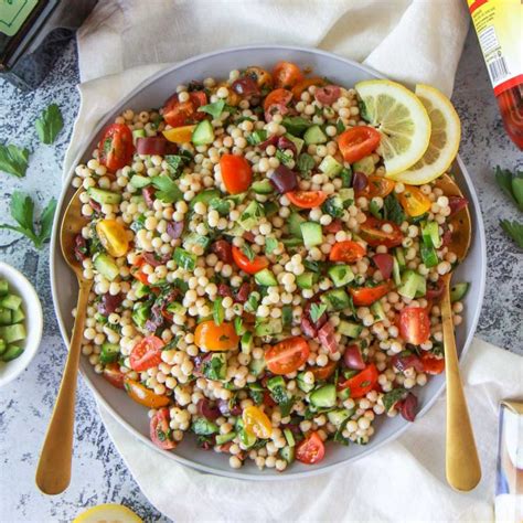 Mediterranean Pearl Couscous Salad Vegan Zen And Zaatar