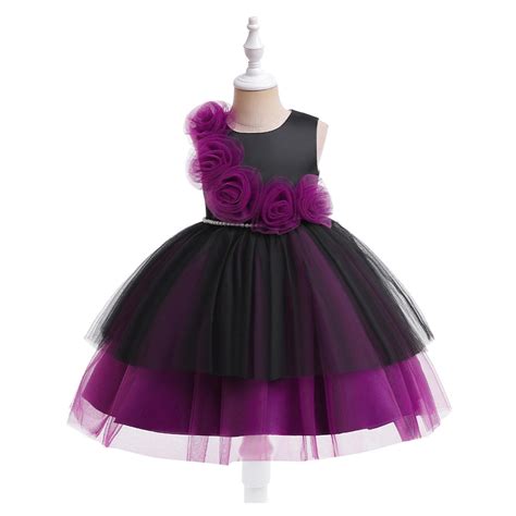 DUMUIELD 4-10Years Girls 3D Flower Tulle Dress Halloween Costume