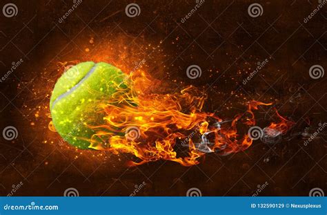 Tennis Ball In Fire Stock Image Image Of Olympic Black