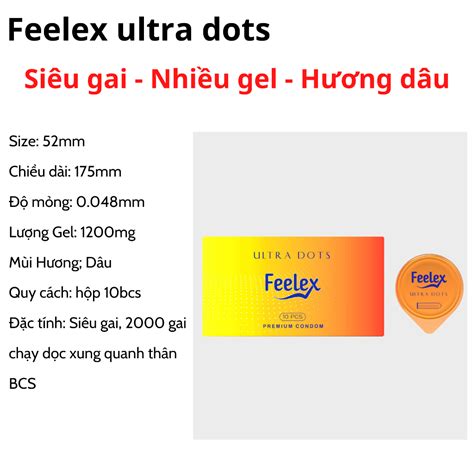 Bao cao su Feelex Ultra Dots siêu gai nhiều gel bôi trơn hộp 10 bcs