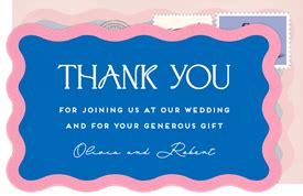 Destination Water Colored Thank You Notes Le Corbusier Pink Wedding