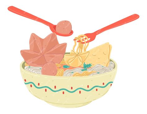 premium vector bakso indonesian traditional food concept