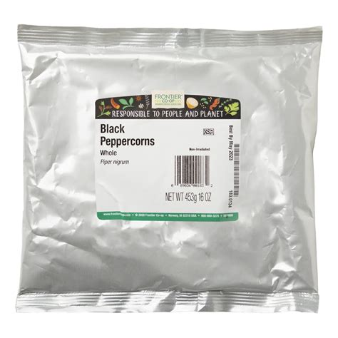 Frontier Co Op Whole Black Peppercorns 16 Oz 453 G