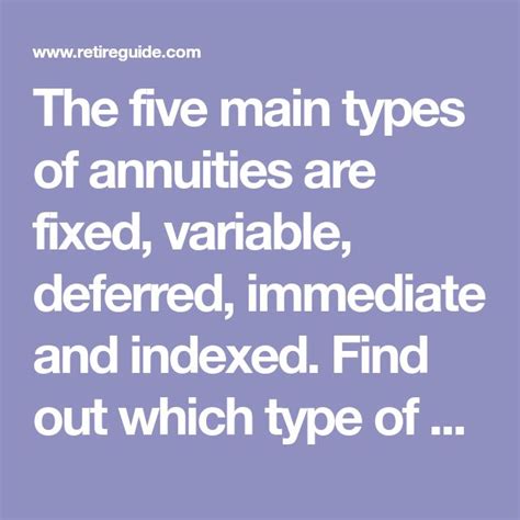 The Five Main Types Of Annuities Are Fixed Variable Deferred