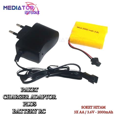 Jual Paket Charger Adaptor Batterai RC 3x AA Ni Cd 3 6V 2000mAh