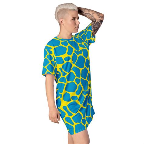 Neon Cow Animal Print Shirt Dress Citep