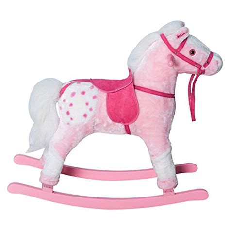 Kids Plush Toy Rocking Horse Pony with Realistic Sounds - Pink