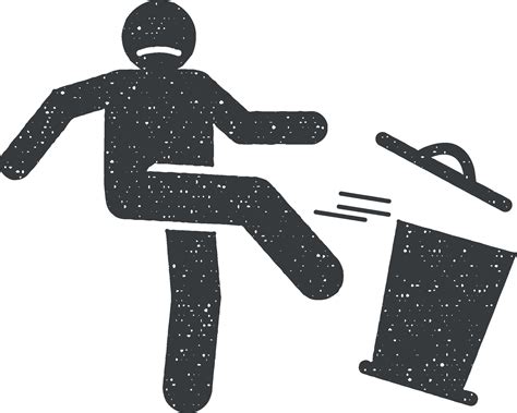 Man, aggressive icon vector illustration in stamp style 38041921 Vector