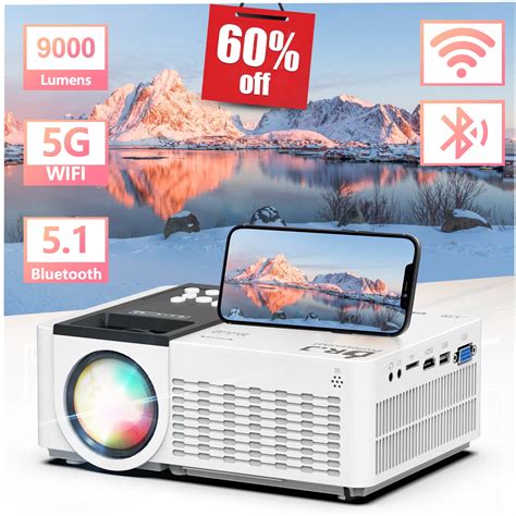 5G WiFi Projector with Bluetooth 5.1, 9000 Lumens HD Movie Projector ...