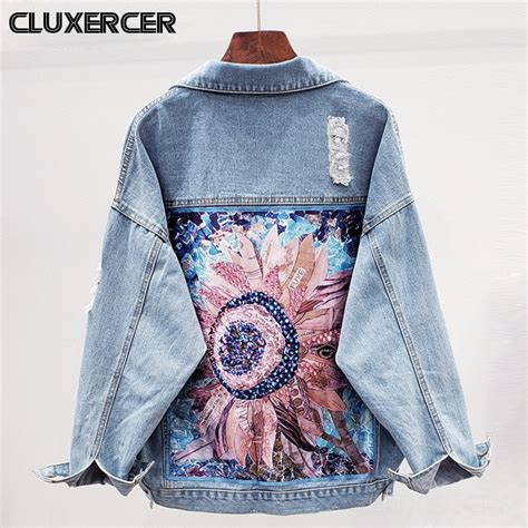 Lente Herfst Streetwear Print Vrouwen Denim Jas Ja Grandado