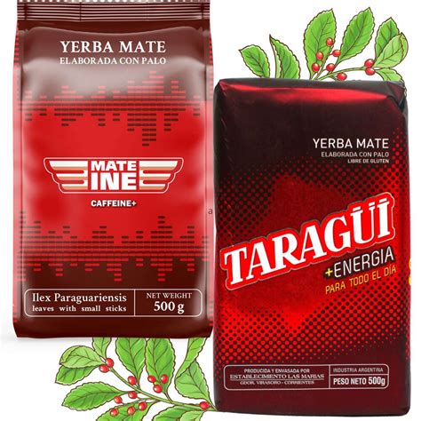 Zestaw Mocy Yerba Mate Taragui Energia Mateine Caffeine 1kg 2x 500g