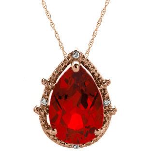 Diamond Pear Shaped Ruby Gemstone Rose Gold Pendant Gemologica A