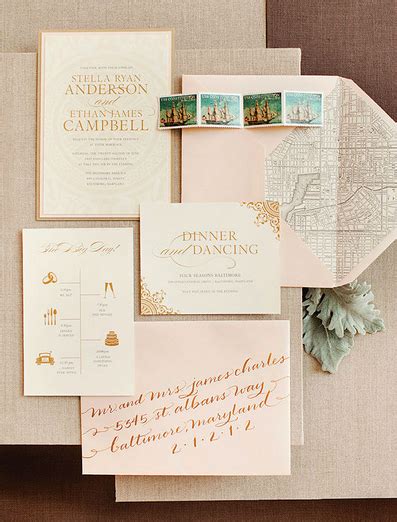 Peach And Gold Custom Wedding Invitations Baltimore Bride Great