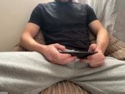 Horny Guy In Sweatpants Masturbates His Big Cock Until Moaning Cumshot