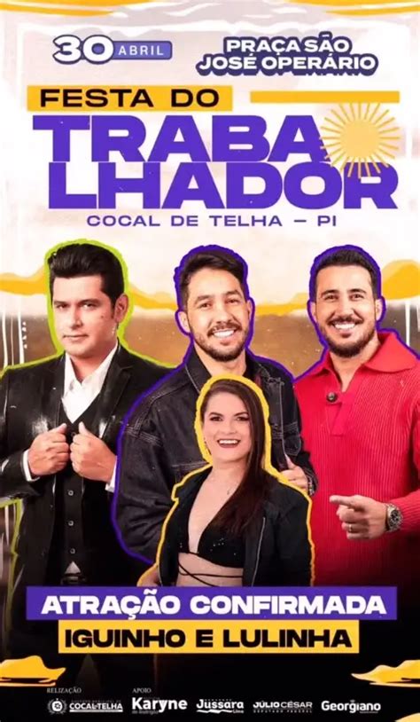 Cocal Fest 2025 Programação - Prefeitura de Cocal de Telha divulga atrações da Festa do Trabalhador ...