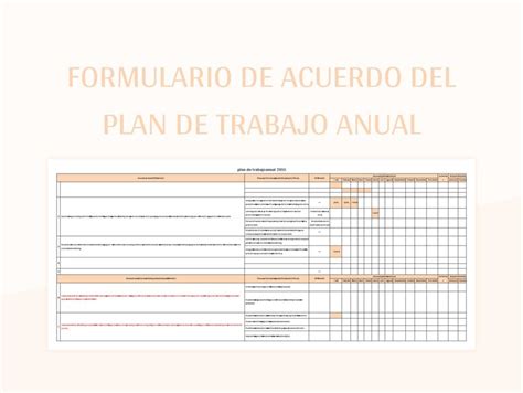 Plantilla De Formato Excel Formulario De Acuerdo Del Plan De Trabajo