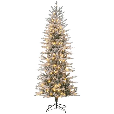 Pre Lit Flocked Christmas Tree 75ft Homcom Snow
