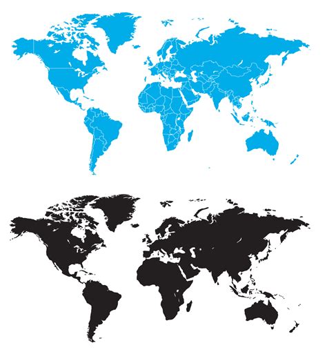 dos mapas del mundo detallados, uno con las fronteras de los países. 5514906 Vector en Vecteezy